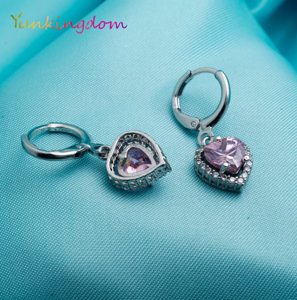 Yunkingdom милые розовые маленькие Висячие серьги для женщин сердце модные ювелирные