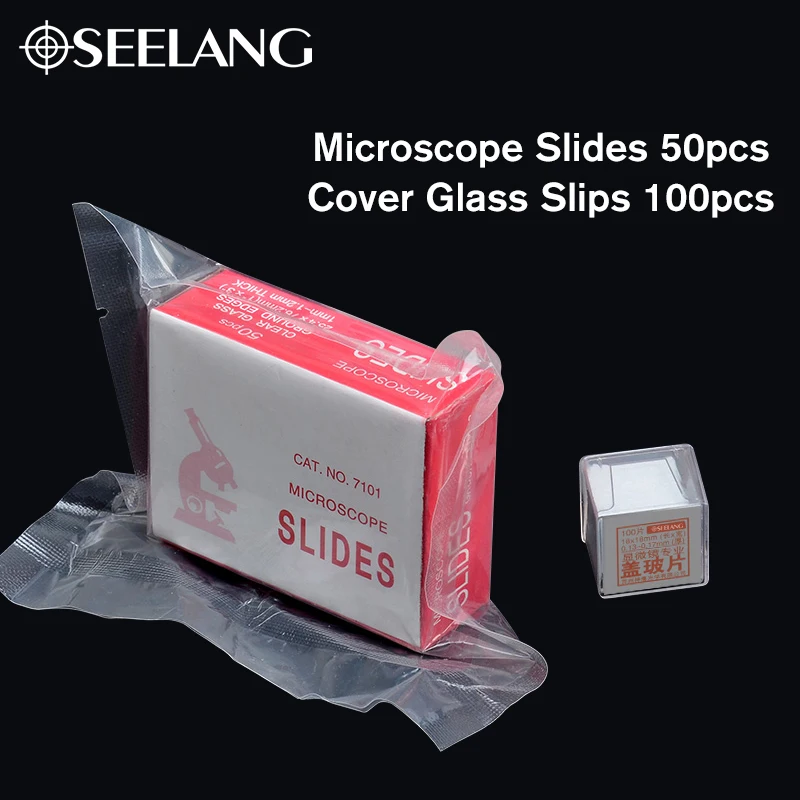 

OSEELANG 50pcs Microscope Slides and 100pcs Cover Glass Slips for Preparation of Specimen Microscope Slides Glass Cover Slips