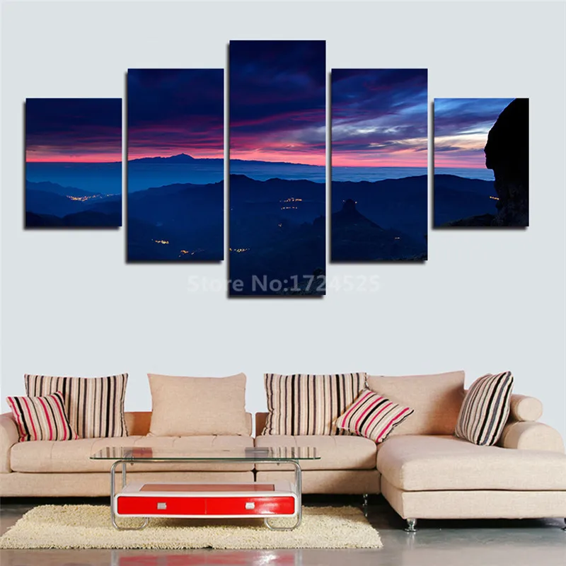 

2016 New Unframed Sky And Landscape Canvas Painting Beautiful Scenery Wall Art Picture Home Decoration Painting Free Shipping