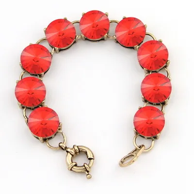 Ювелирные изделия из кристаллов, браслет в горошек, браслет, модные большие ювелирные изделия из стекла и камня для женщин - Окраска металла: Red