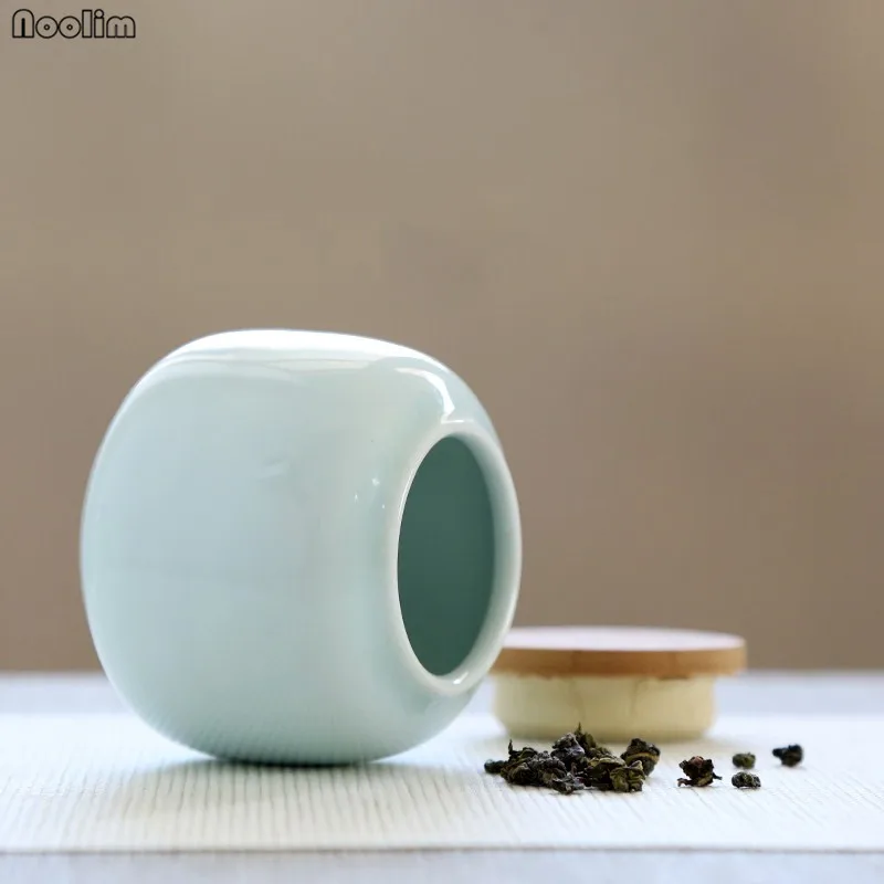 NOOLIM китайский чайный Caddy с деревянной крышкой, маленький контейнер для сырой керамики, контейнер для пуэр, маленькие чайные комоды для хранения чая