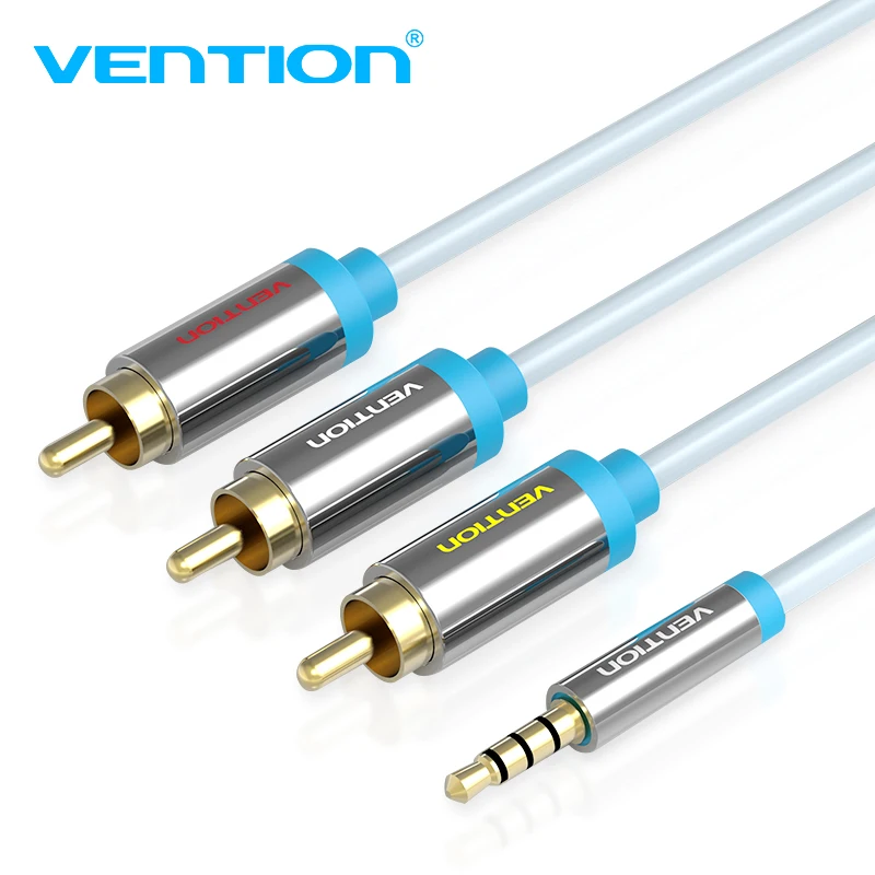 

Vention Gold Plated 3.5mm Jack to 3 RCA Audio Cable 1.5 m/2m male to male for Digital Camera TV Box