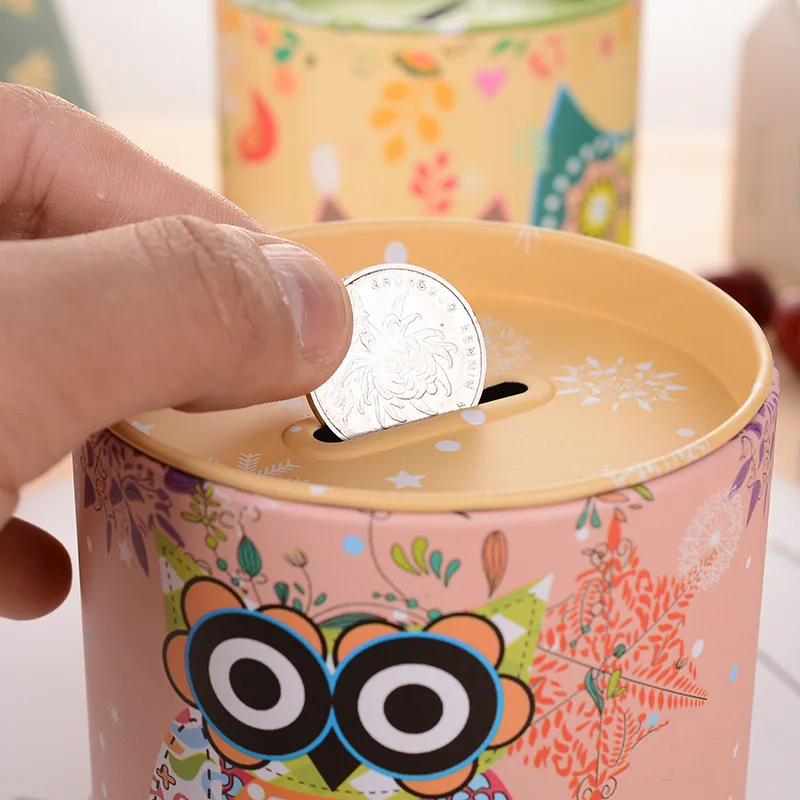 حامل قلم حصالة على شكل حيوان حصالة البومة المعدنية حصالة نقود معدنية