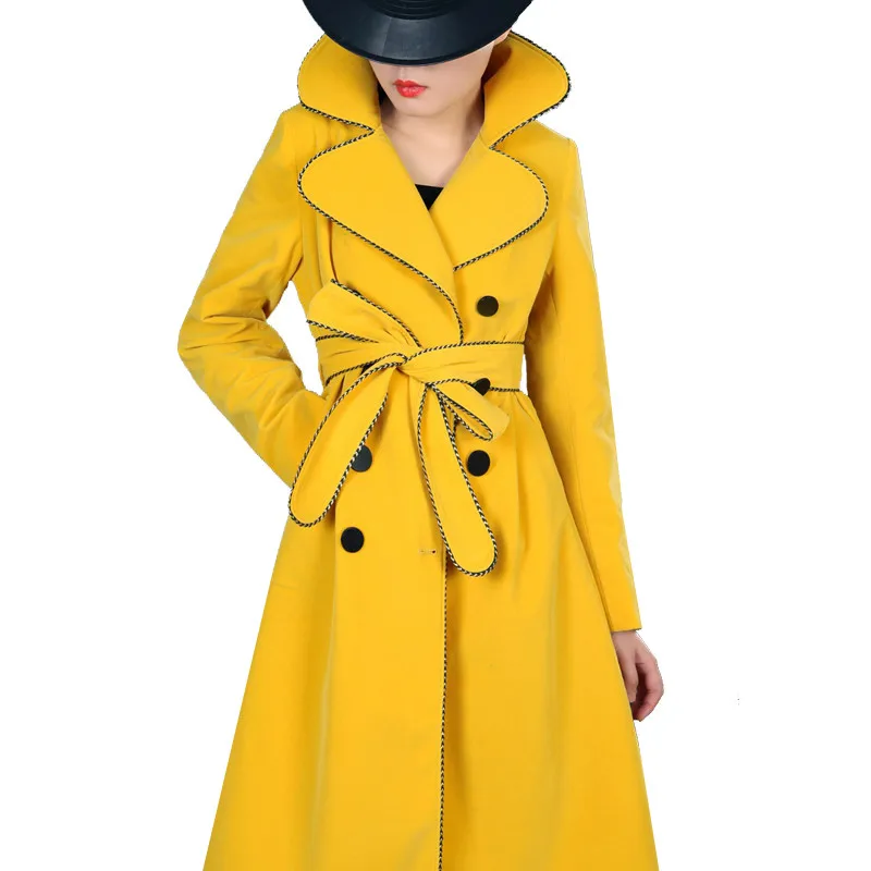 

2019 Spring Autumn Trench Coat Vintage Elegant Women Causal Long Sleeve Double-breasted Retro Female Casaco Feminino Coats L181