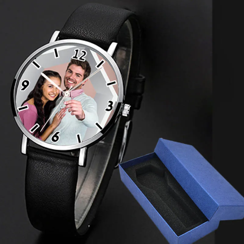 A4704 пользовательские часы женские мужские с принтом ваш рисунок часов пустые персонализированные часы DIY положить свою собственную фотографию/изображение/текст - Цвет: men A with box