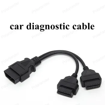 

wholesale Splitter Adapter Extension Cable Male to Dual Female Y Connector extended interface line OBD II 16 Pin