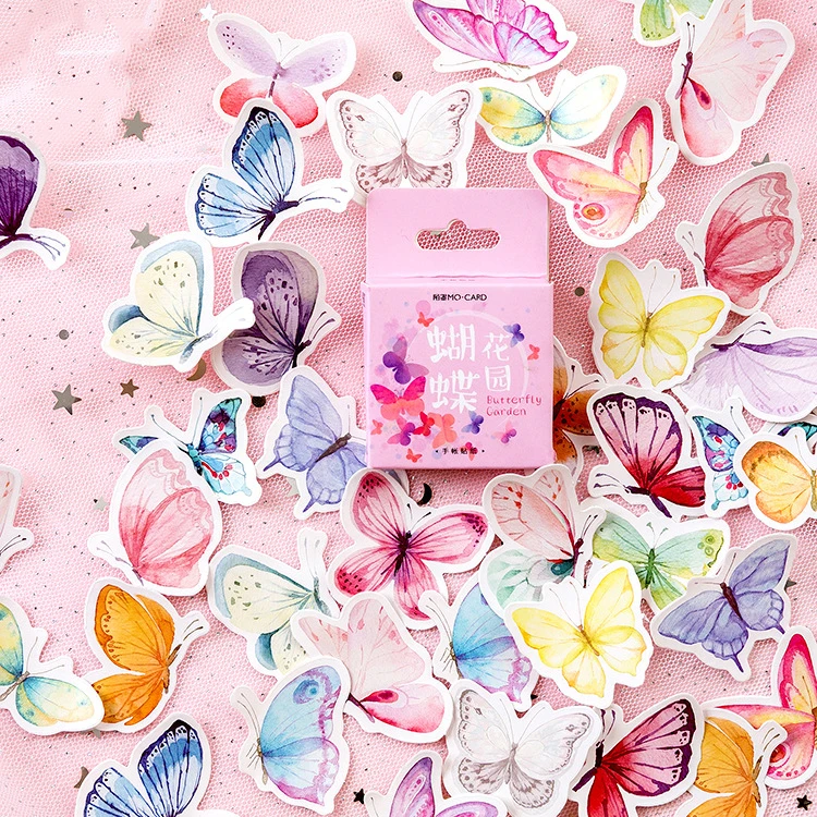 

46PCS/ PACK Kawaii Cute Butterflies Sticker Marker Planner Diary Decorate Stationery Stickers Scrapbooking Bullet Journal sl1947