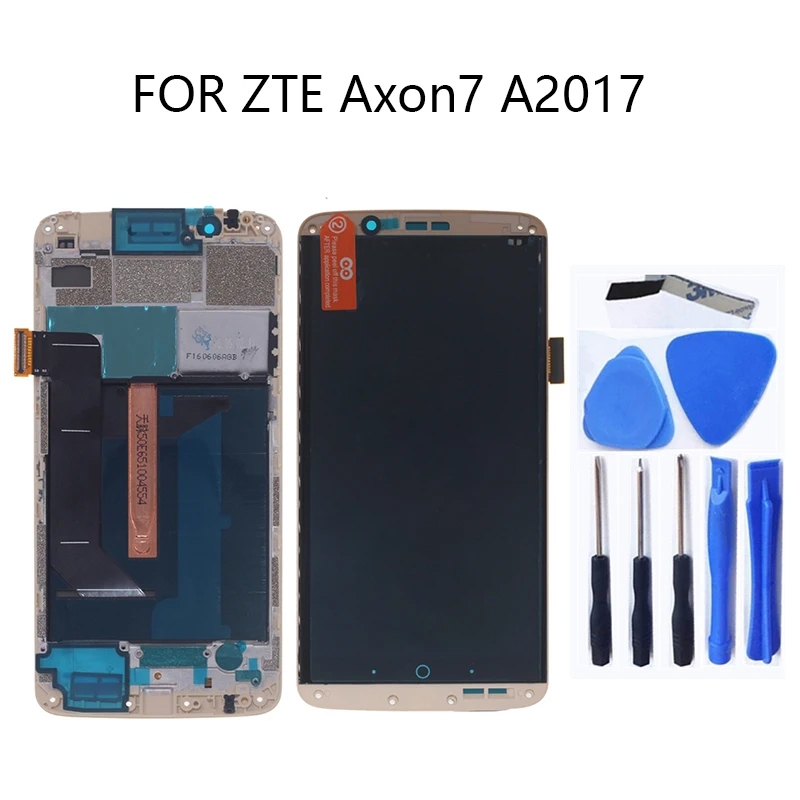 Дешево Оригинальный AMOLED для zte Axon 7 font b lcd b font с рамкой дисплея кодирующий преобразователь сенсорного экрана в сборе для zte A2017 A2017U A2017G Axon7 font b lcd b font