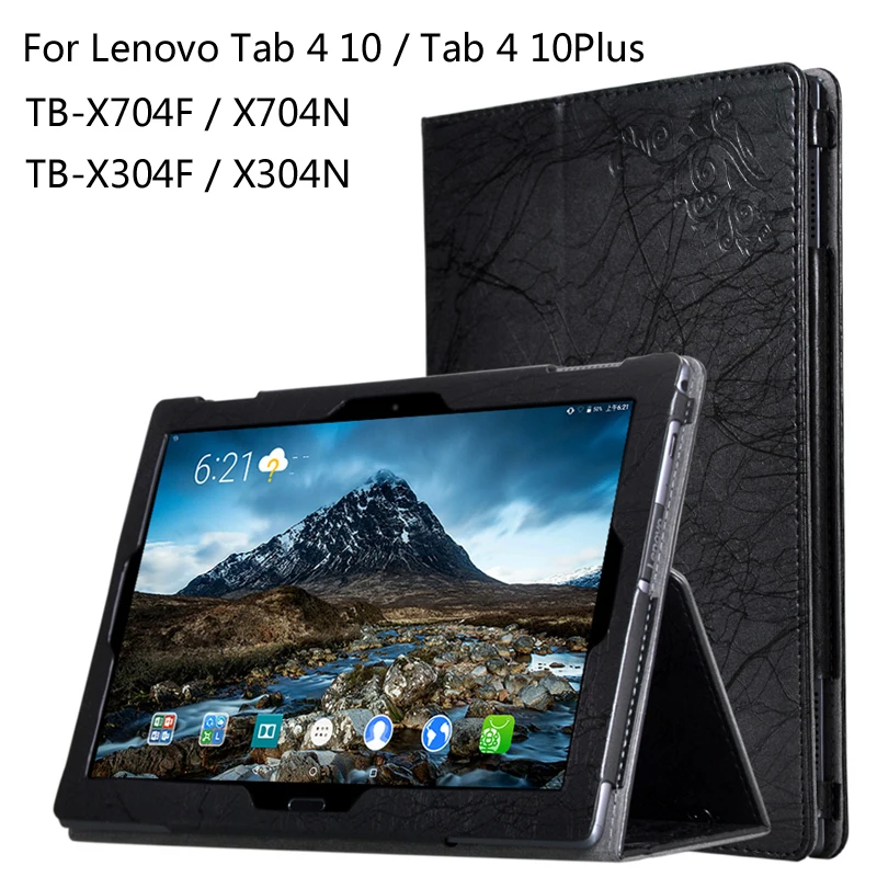 

Print Flower Leather Case For Lenovo TAB 4 10 / 10 Plus TB-X704F/N X304F/N 10.1 inch Tablet Printing Pattern Stand Cover + Gift