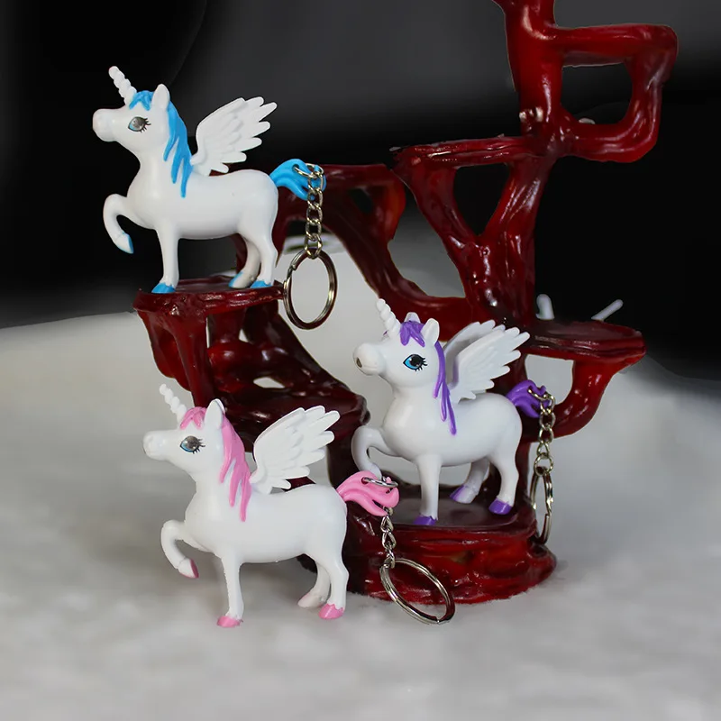 

Novel Unicorn Keychain for Men Keyring Holder Ainme Horse Key Chains Led Light Sound Cartoon Design Gift for Kids Women