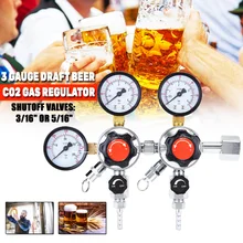 1 шт. 3 датчик CO2 газовый регулятор для изготовления домашней соды для разливного пива Kegging комплект 2 давления с 3/16 ''5/16'' колючей Shuttoff клапан W21.8