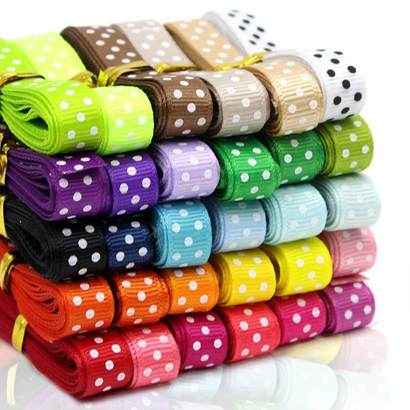 Coceca 30-Color 60 Yard (30x2 Yard) 3/8" Dot Grosgrain Packaging Ribbons for DIY Bow knot Hair Ornaments Gift Valentine's Day | Дом и