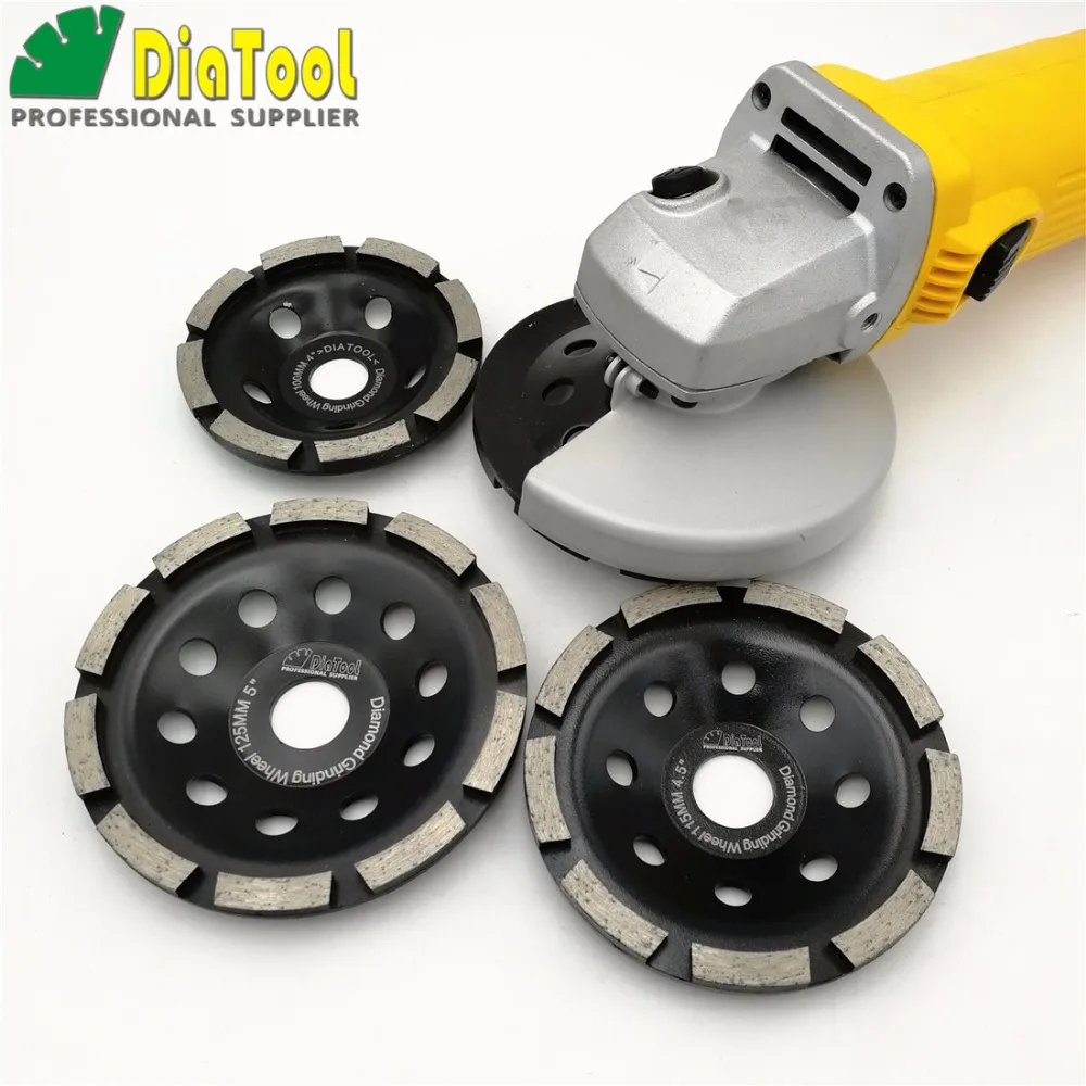 DIATOOL 3pcs Diamond Grinding Disc Single Row Cup Wheel Dia 100+115+125mm For Abrasive Material#30/40 Coarse Fast Working