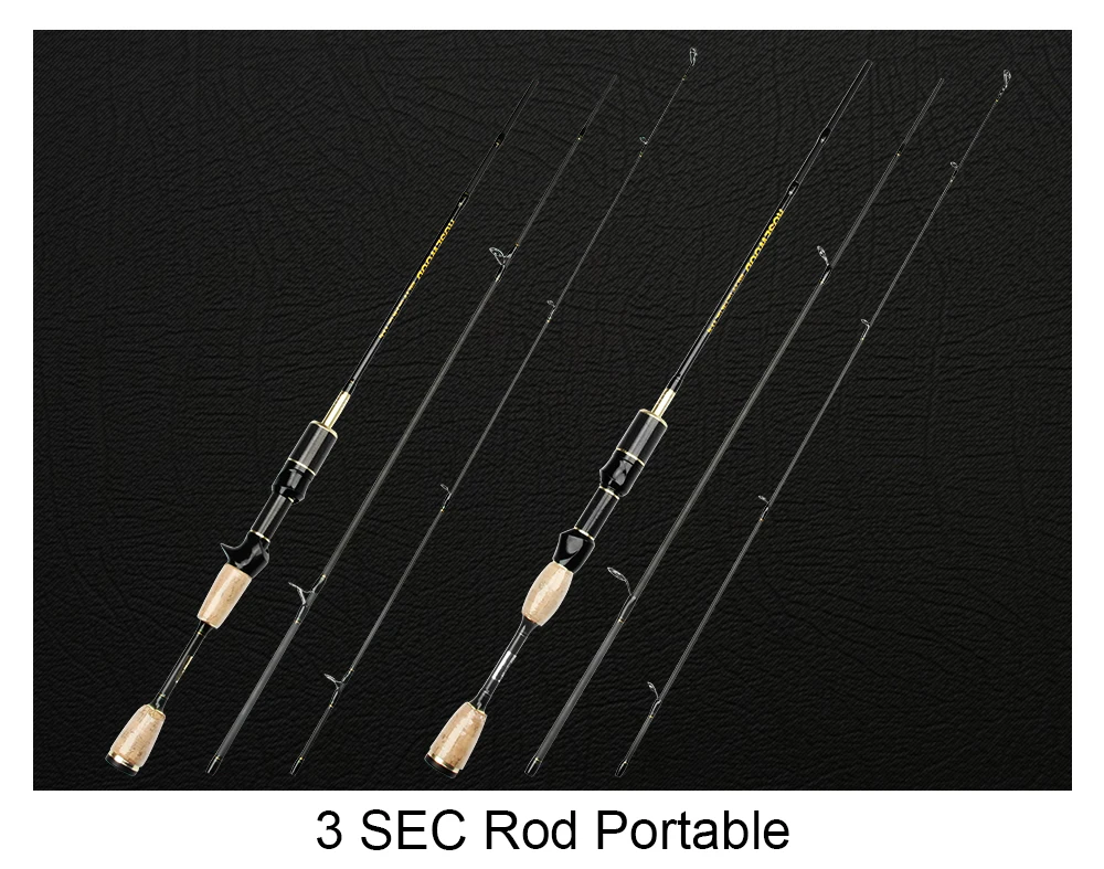 Spinpoler 1.8m Spin Casting Fishing Rod Lightweight 3 Sections Slow Action Portable Travel Fishing Ultra Light Carbon Rod  (3)