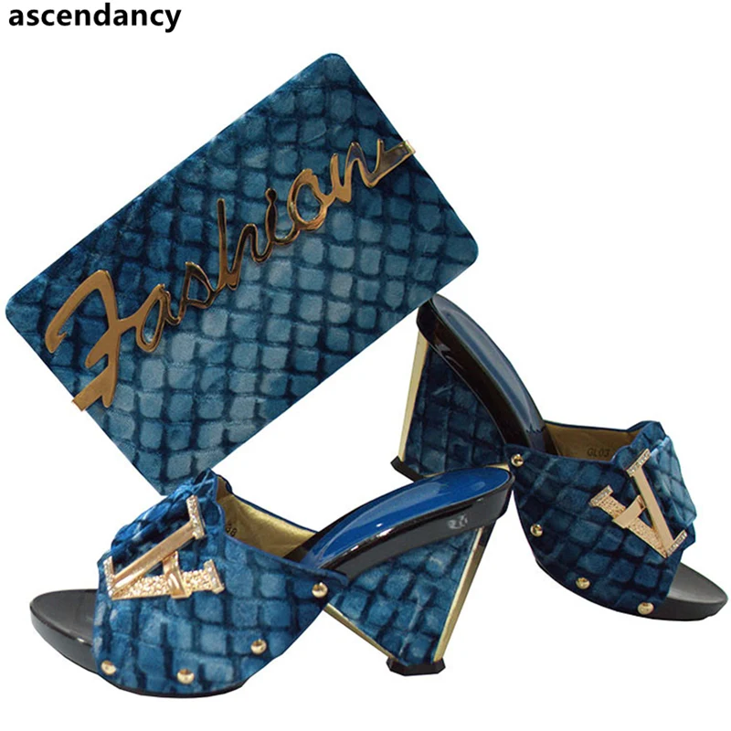 

Latest Ladies Italian Shoes and Bag Set Decorated with Rhinestone Italian Shoes and Bags Set African Wedding Shoes with Bag Sets