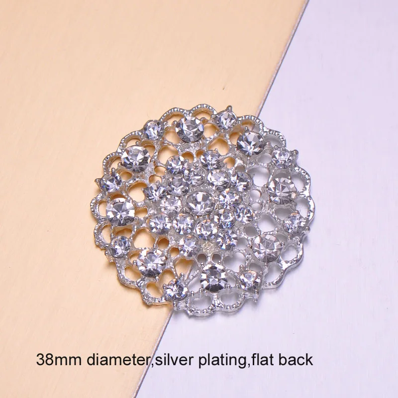 

(M0411) 38mm metal rhinestone embellishment, flat back ,silver plating