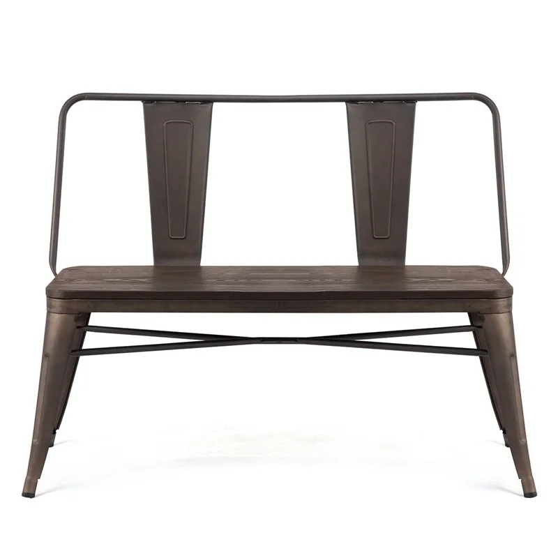 

Mid-Century Industrial Metal Wood Dining Bench Retro Dining Room Furniture HW58725