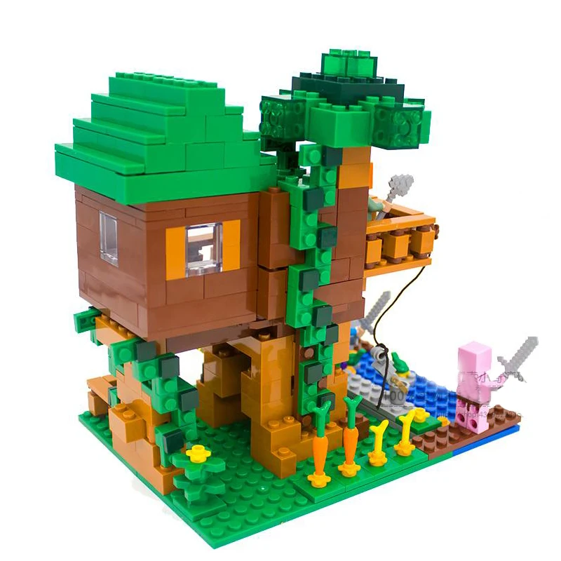 Модель Строительство комплекты совместимые с лего 18009 мой мира MineCraft джунглей Tree
