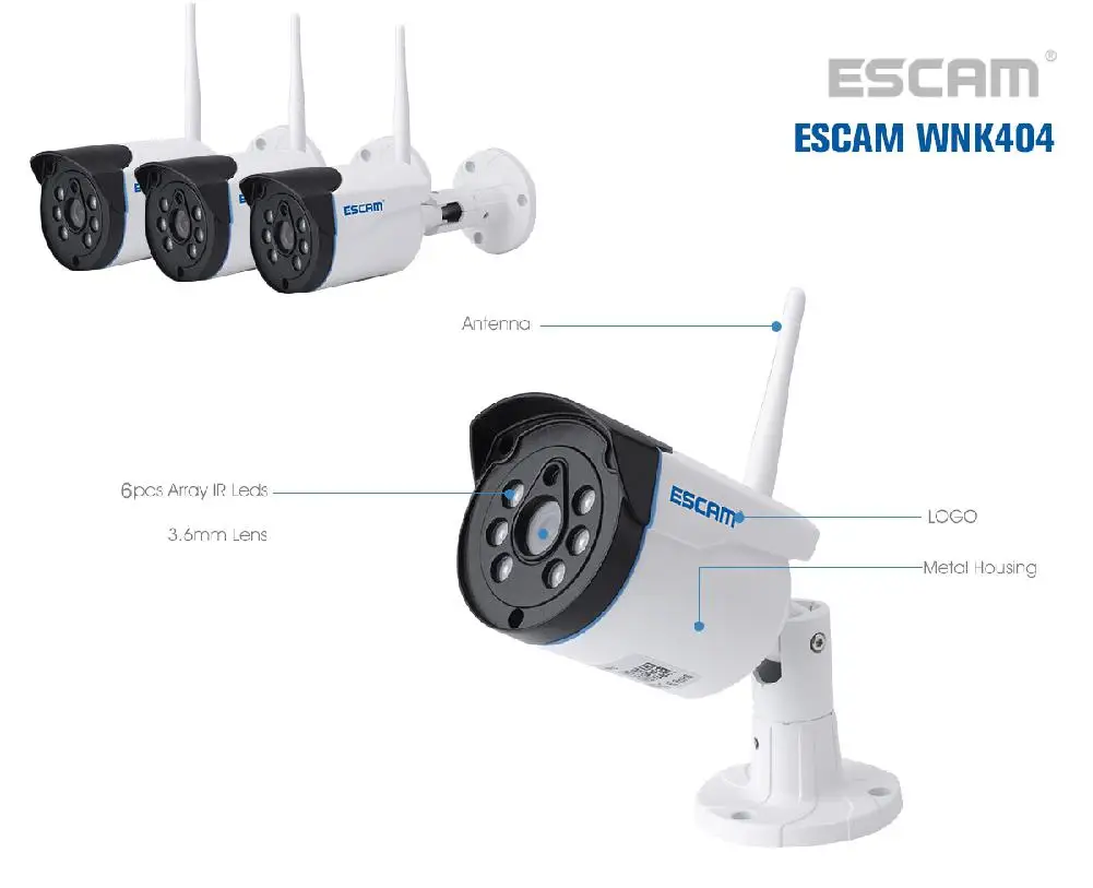 ESCAM WNK404 4CH 720 P Открытый ИК Видео беспроводной безопасности IP камера CCTV система NVR комплект