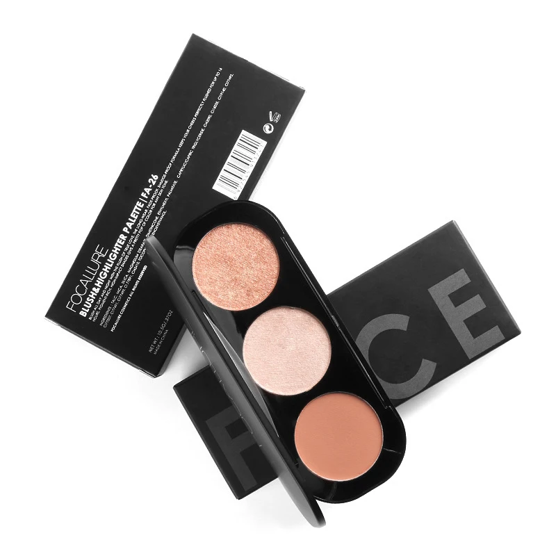 

3 Colors Blush Highlighter Palette Shimmer Bronzers Powder Illuminated Blusher Palette Face Contour Makeup Cosmetic Beauty Tool