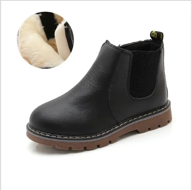 Лидер продаж, детские ботинки для мальчиков обувь зимние новые плюшевые теплые кожаные модные сапоги Martin для девочек и мальчиков, мягкая обувь для джентльмена размеры 21-36