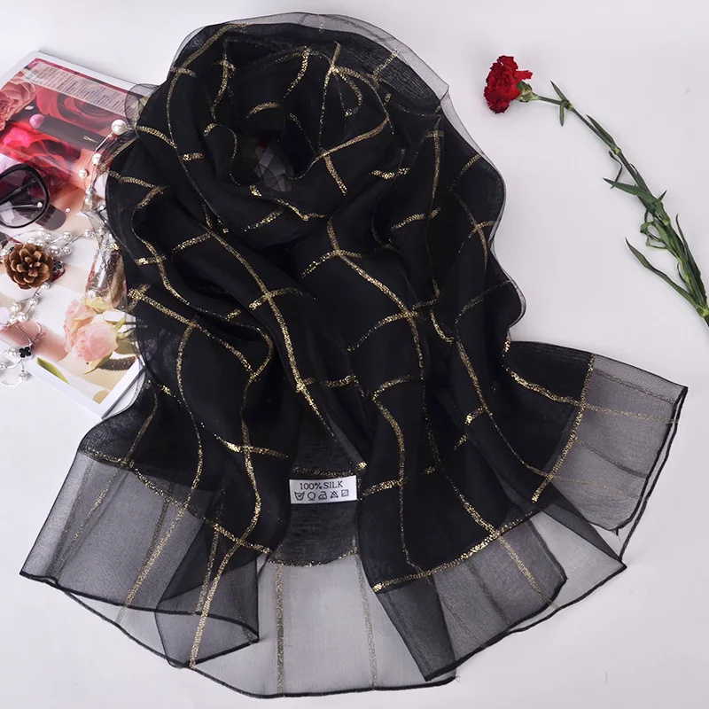 Зимние прямые продажи, Детские хиджабы, женские бандана, двойные шелковые шарфы, женские производители, шаль двойного назначения, Sftd01 - Цвет: Черный