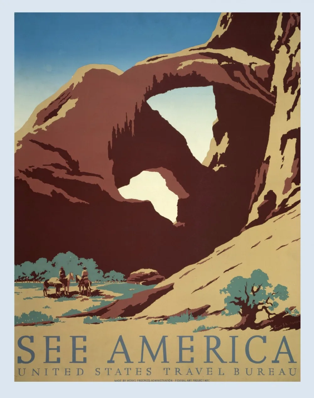SEE AMERICA UNITED STATES TRAVEL BUREAU Vintage Retro Kraft Decorative