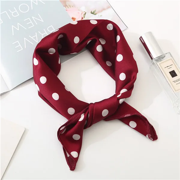 Квадратный шарф, леопардовая повязка для волос, Женская Косынка, элегантный маленький винтажный обтягивающий Ретро Шелковый атласный шарф на шею - Цвет: red