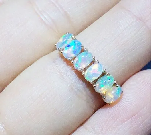 Природный Опал кольцо настоящий opal 925 серебро Handworked кольца Fine jewelry 0.2CT* 6 шт. Самоцветы#16102536