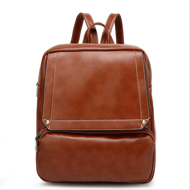 

2019 Design PU Leather Backpack Women Backpacks retro small lady schoolbag brown Summer Brand Vintage Backpack Mochilas Mujer