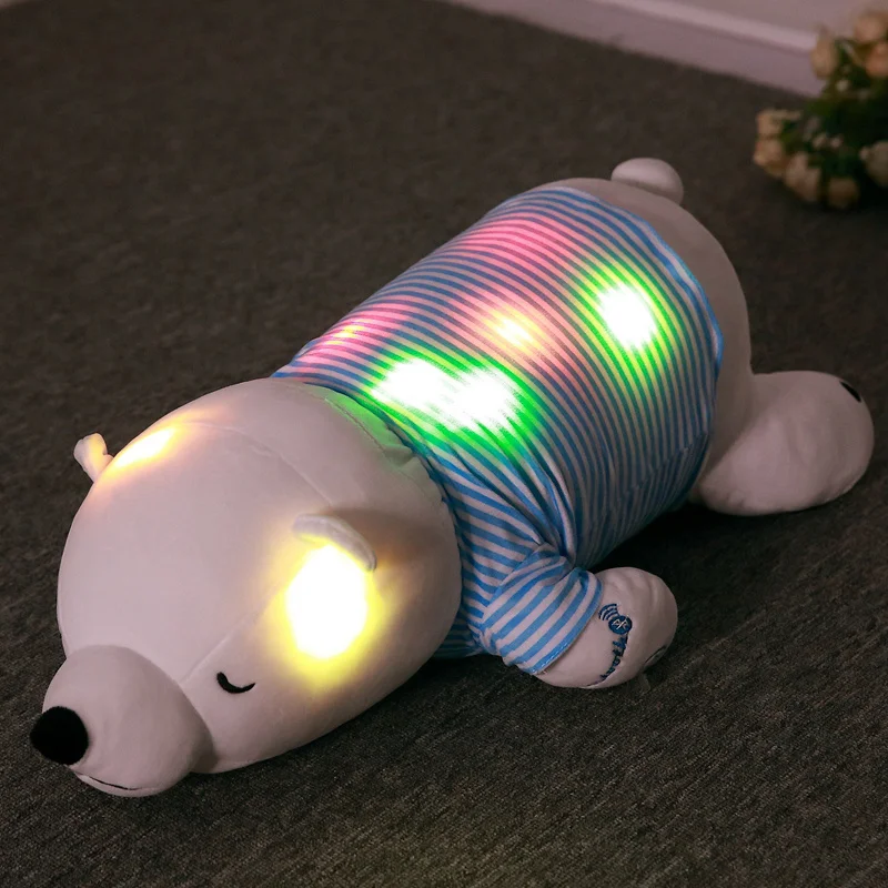 70 см креативный светильник светодиодный Bluetooth музыкальный полярный медведь мягкие животные плюшевая игрушка красочный светящийся медведь Рождественский подарок для детей