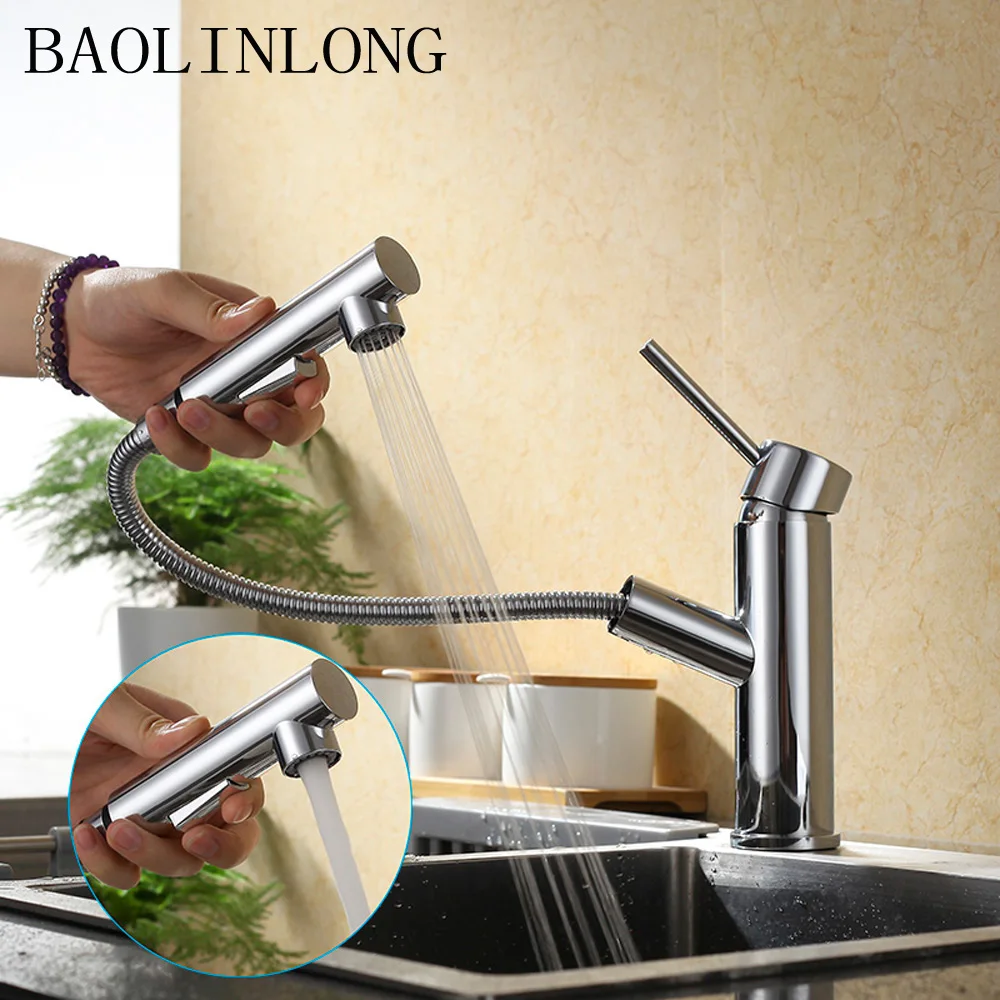 

Pull Out Faucet Brass Deck Mount Bathroom Basin Faucets Vanity Vessel Sinks Mixer Tap