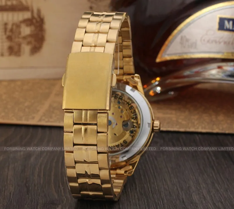 Winner мужские часы модные деловые автоматические Аналоговые платья браслет из нержавеющей стали брендовые наручные часы цвет золотой WRG8003M4G1