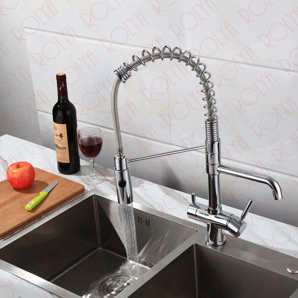 Rolya 3 way kitchen faucet with spring hose 8