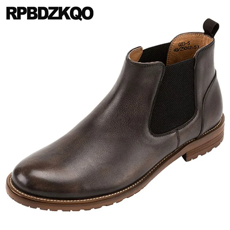

men chelsea autumn full grain leather boots slip on plus size shoes dress booties 2018 formal wedding big fall ankle genuine