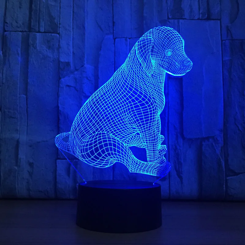 Cute Puppy Dog shape 3D Lamp Visual illusion USB Cartoon Night Light