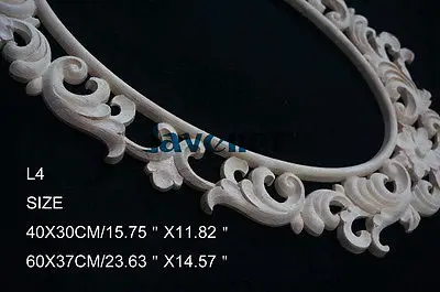 L4-40x30 см деревянные резные круглые Апликация Неокрашенный Frame дверь наклейка рабочих плотник зеркало украшения