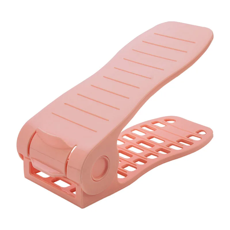 Регулируемые PP пластиковые двойные стеллажи для обуви Sapato гостиная удобный Обувной Ящик для обуви Органайзер Подставка Полка 4 цвета - Цвет: pink