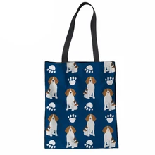 Хозяйственная сумка для женщин сумки экологически чистые сумки портативный 3D Бигл печать холщовые сумки шоппер сумки многоразового использования для покупок
