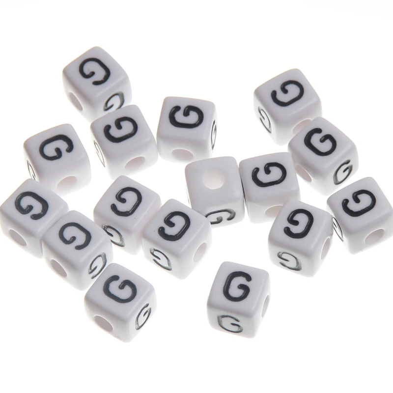 100 шт/партия белые кубические бусины в форме букв алфавита 10 мм акриловые бусины для самостоятельного изготовления ювелирных изделий