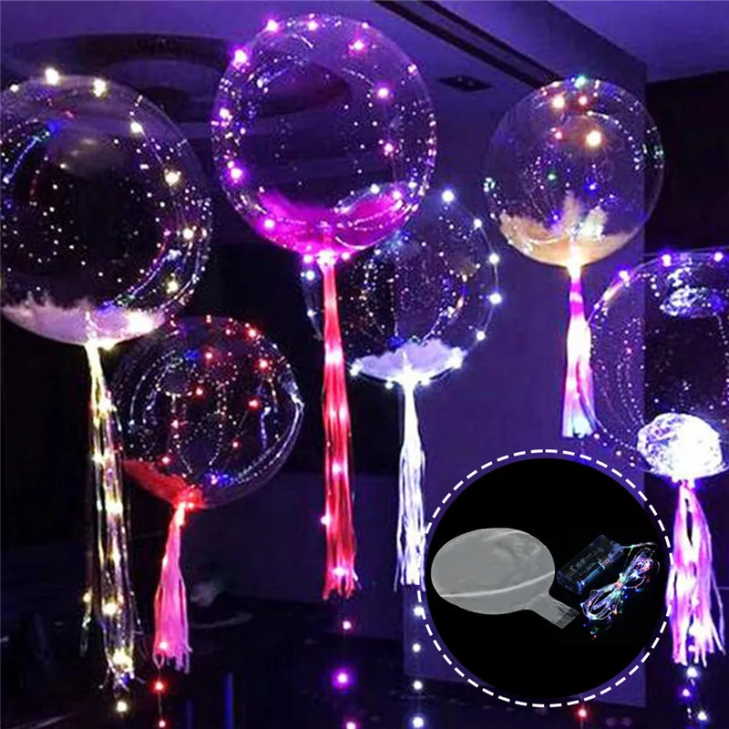 

18inch Luminous Led Light Balloon Transparent Bubble Balloons Birthday Party Wedding Christmas New Year Decor Glowing Balloon