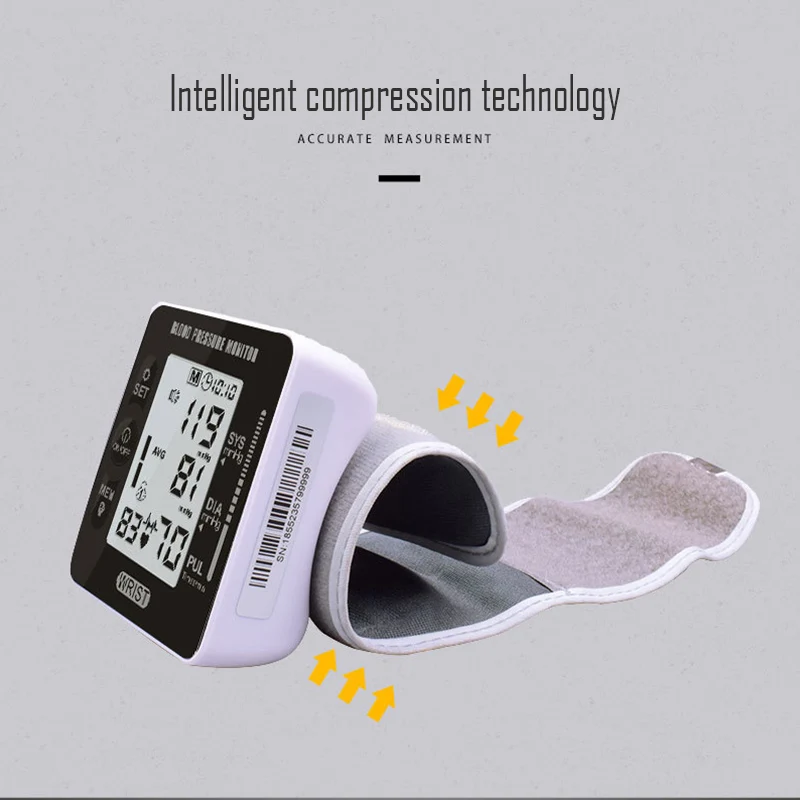 Wrist Blood Pressure Heart Monitor Tensiometer BP Pulse Rate Meter Tonometer LCD Digital Household Automatic Sphygmomanometer-9