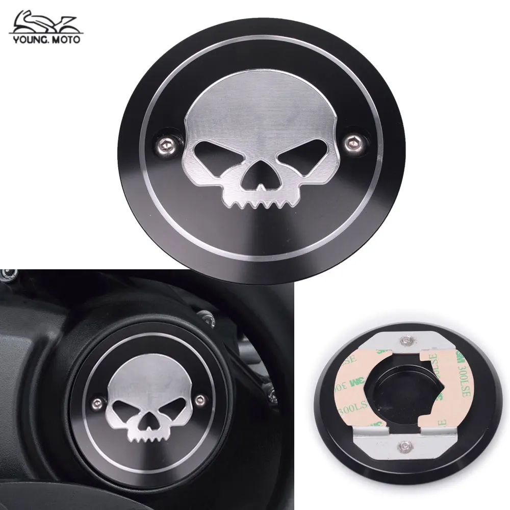 Black Motorcycle Skull Engine Side Cover Engine Accessories Derby Right
