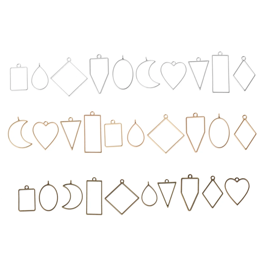 

10Pcs/set Jewelry findings charms for Assorted Geometric Hollow Pressed Flower Frame Pendant Resin Jewelry Making