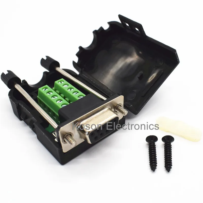 

DB9 serial COM transfer-free solder terminals RS232 female connector with back side screw DIY