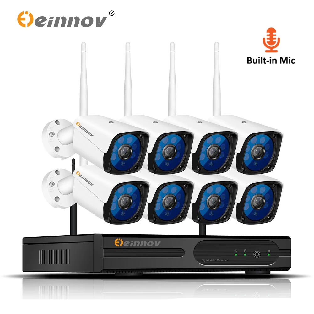 

Einnov 8CH 1080P Video Surveillance 2MP HD Kit CCTV IP Home Wireless Security Camera System CCTV NVR Wifi Outdoor Audio Record