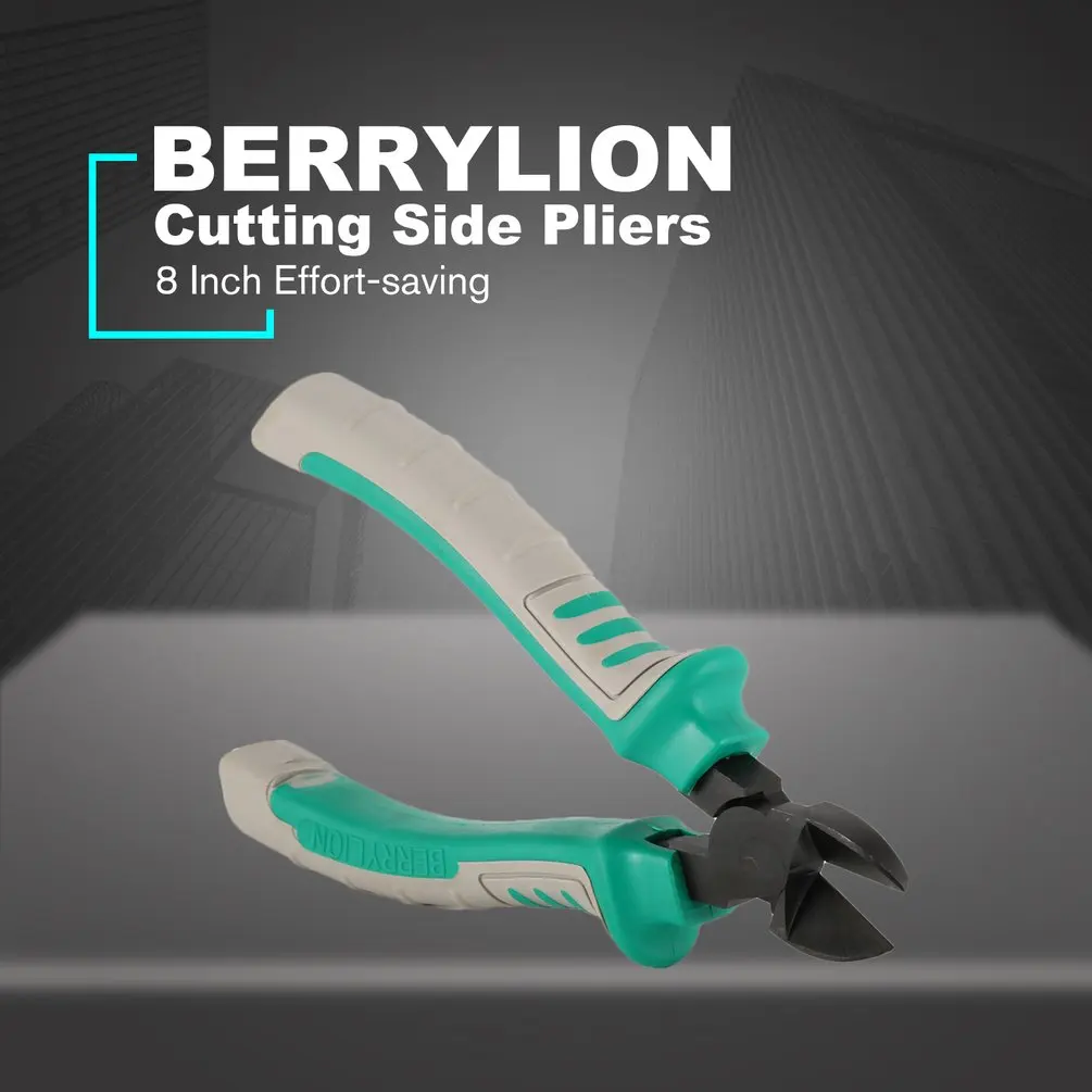 

BERRYLION 8 Inch 200mm Effort-saving Electrical Wire Cable Stripper Cutters Pliers Cutting Side Snips Flush Plier Nipper Tool