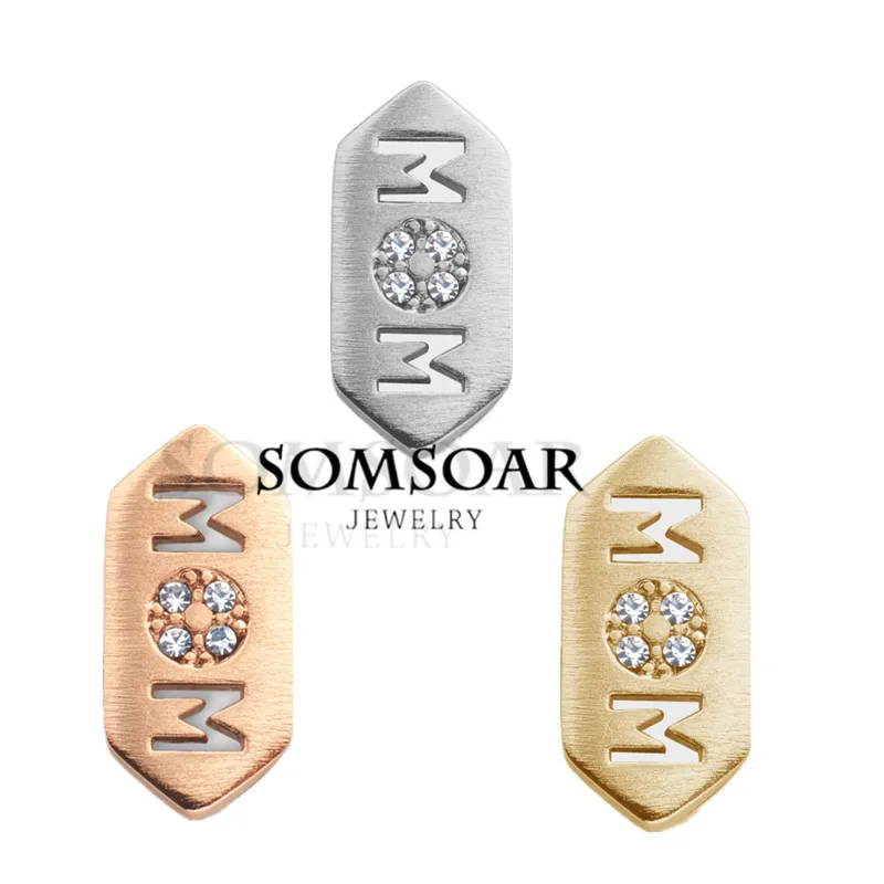 

Somsoar Jewelry MOM GEO BAR Charm Fit For Leather Wrappable Bracelet as Mother's Day Gift 10pcs/lot