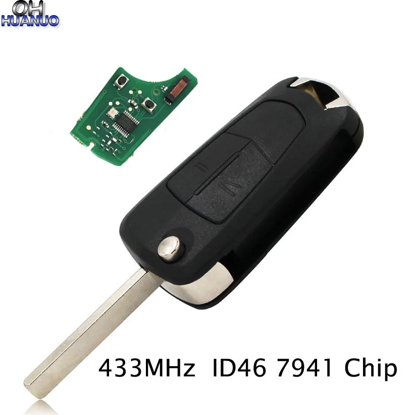 2 кнопочный дистанционный ключ 433 МГц ID46 PCF7941 чип для Opel Vauxhall Astra H 2004 2009 Zafira B 2005 2013