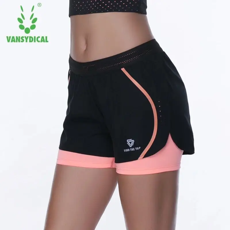 Женские шорты для бега Vansydical быстросохнущие спортивные 2 в 1 фитнеса йоги